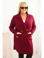 Dámsky elegantný kabát s golierom a veľkými vreckami Plus Size Plum Dámsky elegantný kabát s golierom a veľkými vreckami Plus Size Plum