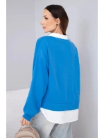 Dámská máslová mikina z viskózy s model 22014155 vsadkou chrpová - K-Fashion