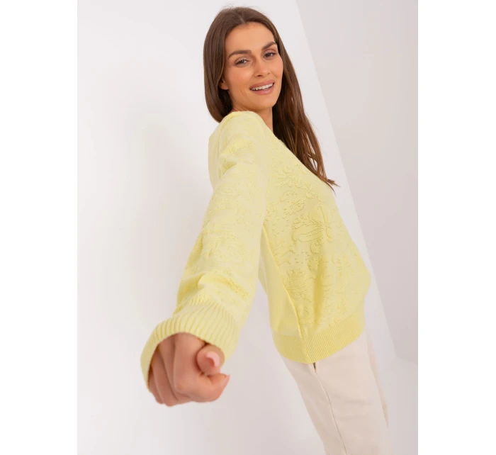 Sweter AT SW model 18884754 jasny żółty - FPrice Sweter AT SW model 18884754 jasny żółty - FPrice