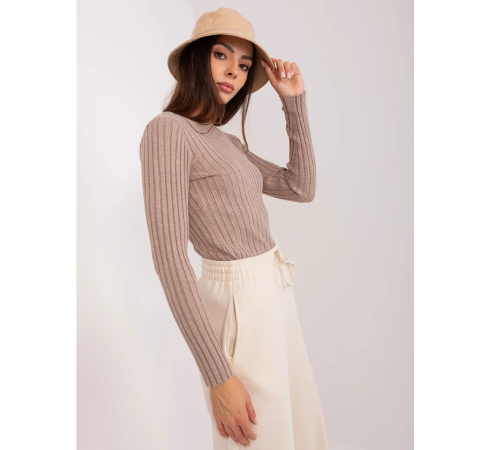 Sweter PM SW model 18909266 ciemny bezowy - FPrice Sweter PM SW model 18909266 ciemny bezowy - FPrice