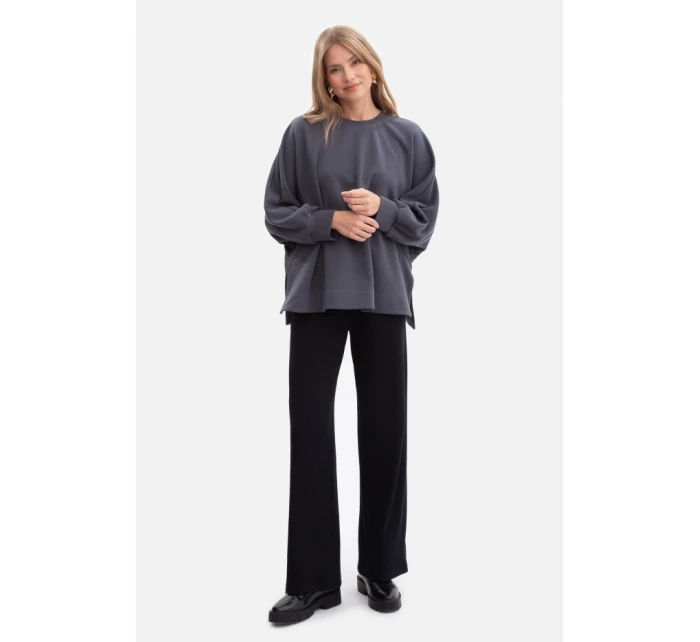 B306 Pletená mikina uvoľneného strihu - oceľová