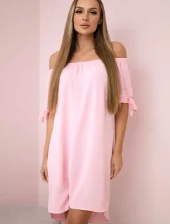 Šaty viazané na rukávoch svetlo púdrovo ružové