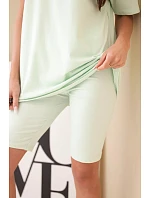 Dámsky bavlnený set s krátkym rukávom a šortkami žltý