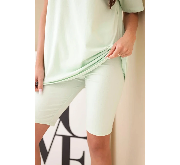 Dámsky bavlnený set s krátkym rukávom a šortkami žltý