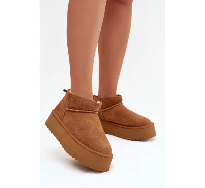 Dámské sněhule z přírodního semiše Camel Mairene