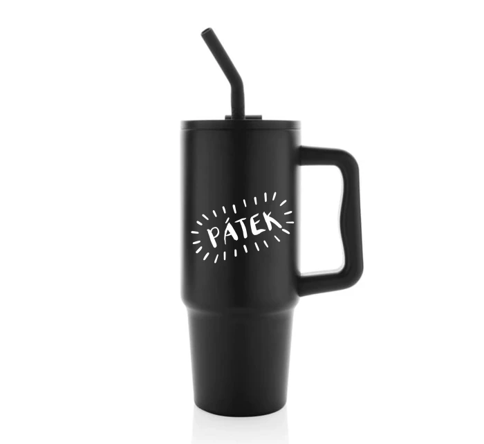 PÁTEK - černý cestovní termohrnek 900 ml