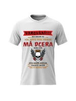 Pánské bavlněné tričko s potiskem - MÁ DCERA BUDE VŽDY MÝM MALÝM ANDĚLEM - bílé