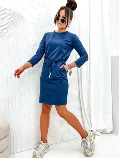 Tmavomodré dámske pletené šaty (700)