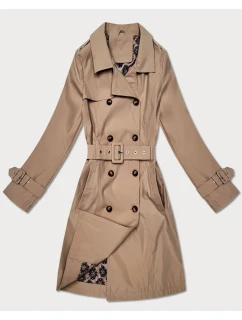 Płaszcz damski typu z paskiem Goodlookin ciemny beżowy model 21935933 - HAPPY HOUSE