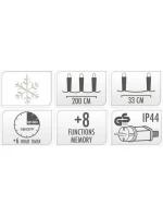 Svetelné závesy na vianočný stromček 200x200 CM 408LED snehové vločky MULTIKOLOR Svetelné závesy na vianočný stromček 200x200 CM 408LED snehové vločky MULTIKOLOR