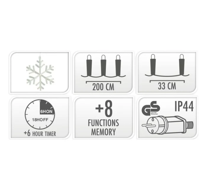 Svetelné závesy na vianočný stromček 200x200 CM 408LED snehové vločky MULTIKOLOR Svetelné závesy na vianočný stromček 200x200 CM 408LED snehové vločky MULTIKOLOR