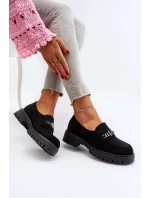 Dámské semišové mokasíny s ozdobou černé model 21651955 - VINCEZA Dámské semišové mokasíny s ozdobou černé model 21651955 - VINCEZA