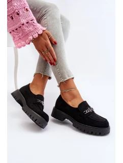 Dámské semišové mokasíny s ozdobou černé model 21651955 - VINCEZA