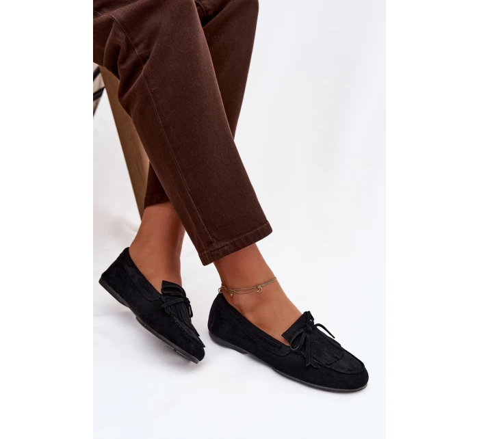 Dámské mokasíny s třásněmi černé Janelisse