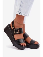 Dámské sandály na platformě s ozdobným detailem Černé model 22037679 - Boto