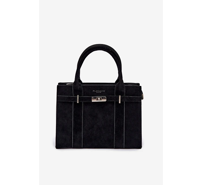 Kufříková kabelka z imitace semiše Černá Noressa