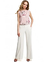 M378 Nohavice so širokými nohavicami - farba ecru