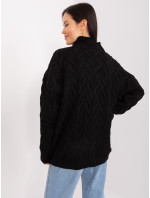 Čierny dámsky pletený sveter s rolákom