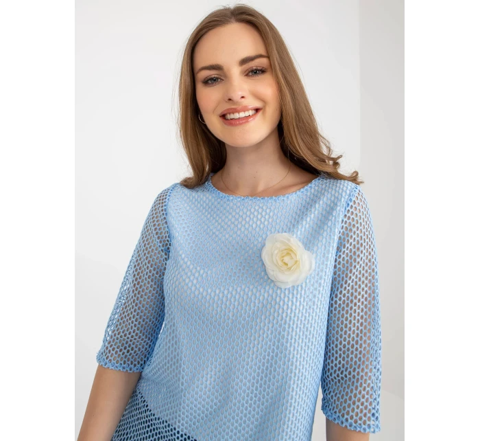 Dámska blúzka LK BZ 506642.94 Svetlomodrá s bielou - Lakerta Dámska blúzka LK BZ 506642.94 Svetlomodrá s bielou - Lakerta