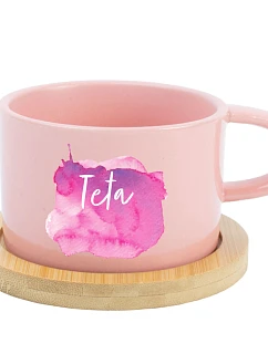 Akvarelová tlač Teta - ružový pohár na makrónky 200 ml