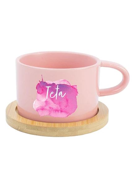 Akvarelová tlač Teta - ružový pohár na makrónky 200 ml