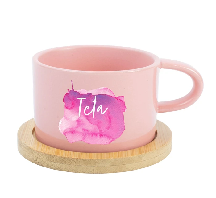 Akvarelová tlač Teta - ružový pohár na makrónky 200 ml