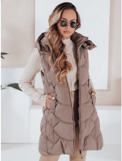 Dámská zateplená prošívaná vesta latte Dstreet model 21991366 - FashionStreet Dámská zateplená prošívaná vesta latte Dstreet model 21991366 - FashionStreet