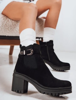 Dámske semišové čižmy na podpätku čierne FashionStreet ZY1215