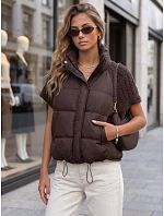 Krótka kamizelka damska pikowana brązowa model 22341154 - FashionStreet