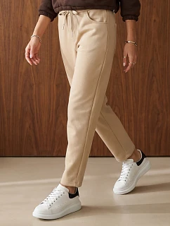 Spodnie damskie bawełniane dresowe beżowe model 22554603 - FashionStreet