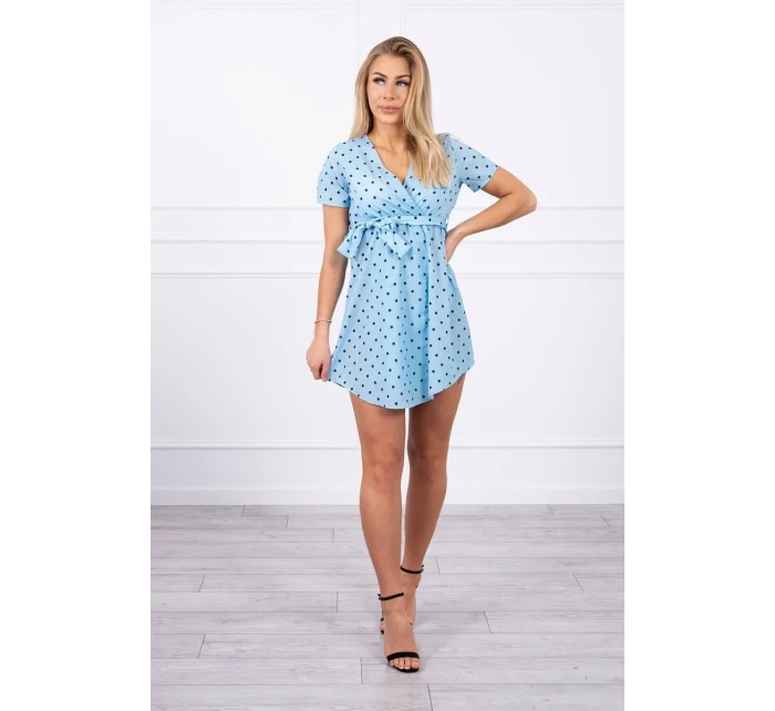 Modré bodkované šaty