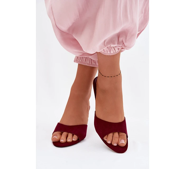 Sandály z imitace semiše na podpatku bordové model 22103082 - Boto