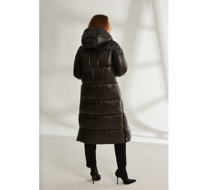 Monnari Jacket Dlhý prešívaný kabát s kapucňou čierny
