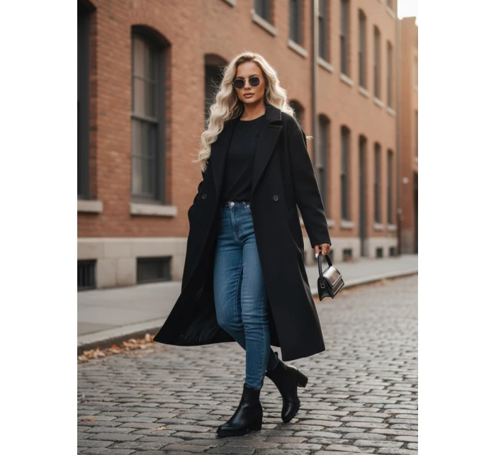 Dámsky prechodný oversize kabát čierny FashionStreet NY0764z