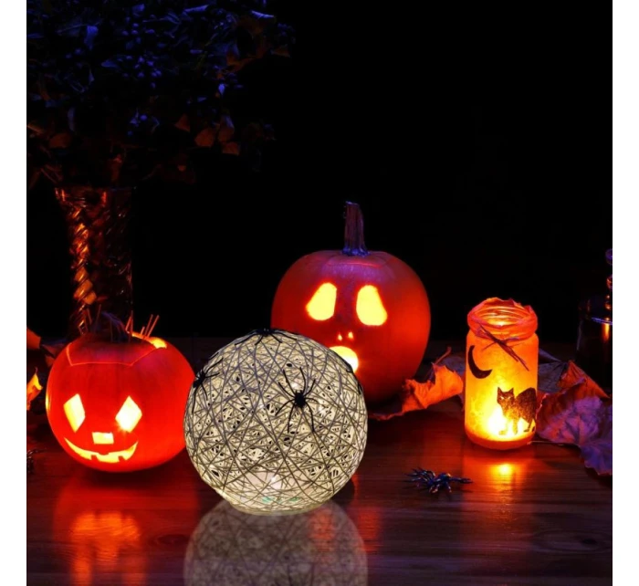 DEKORATÍVNA GUĽOVÁ LED PAVÚK LAMPA 15CM HALLOWEEN BIELA DEKORATÍVNA GUĽOVÁ LED PAVÚK LAMPA 15CM HALLOWEEN BIELA