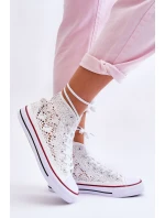 Dámské krajkové vysoké tenisky bílá model 21621978 - Boto