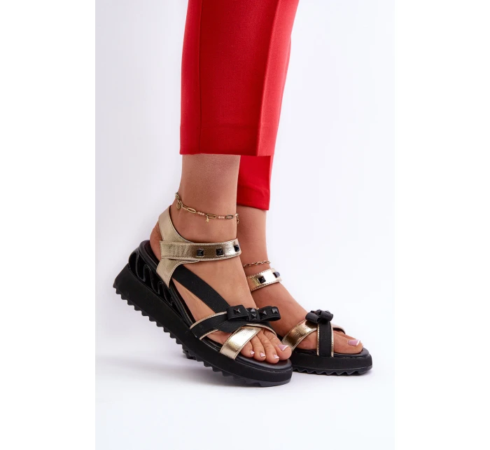 Sandały Damskie Z Kokardką D&A CR956 Złote