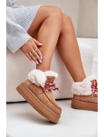 Nízké Dámské Sněhule Na Platformě S Kožíškem Camel model 21679266 - Boto