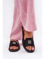 Elegantní Dámské Sandály Na Plochém Podpatku S Dekorací model 21696667 Černé - S.Barski