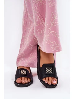 Elegantní Dámské Sandály Na Plochém Podpatku S Dekorací model 21696667 Černé - S.Barski