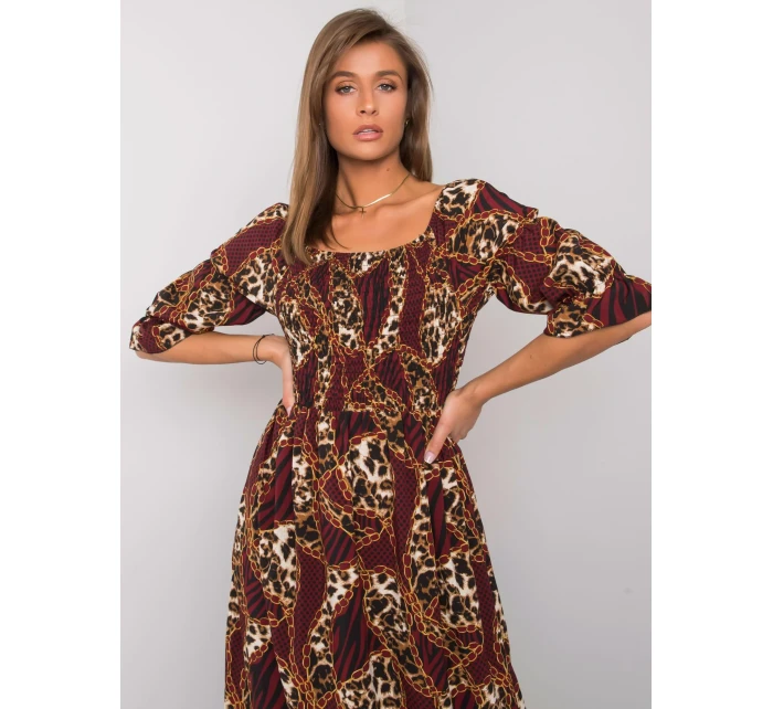 Šaty DHJ SK model 15859597 kaštanová - FPrice Šaty DHJ SK model 15859597 kaštanová - FPrice