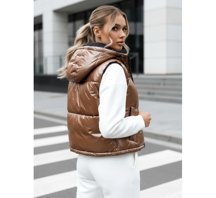 Dámská prošívaná vesta tmavě béžová Dstreet model 21970332 - FashionStreet