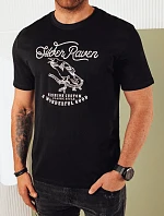 Pánske bavlnené tričko s potlačou čierne FashionStreet RX5363