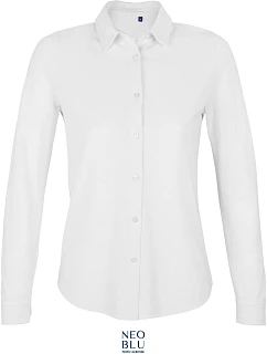 Women Piqué halenka s dlouhým rukávem  white model 22499833 - NEOBLU