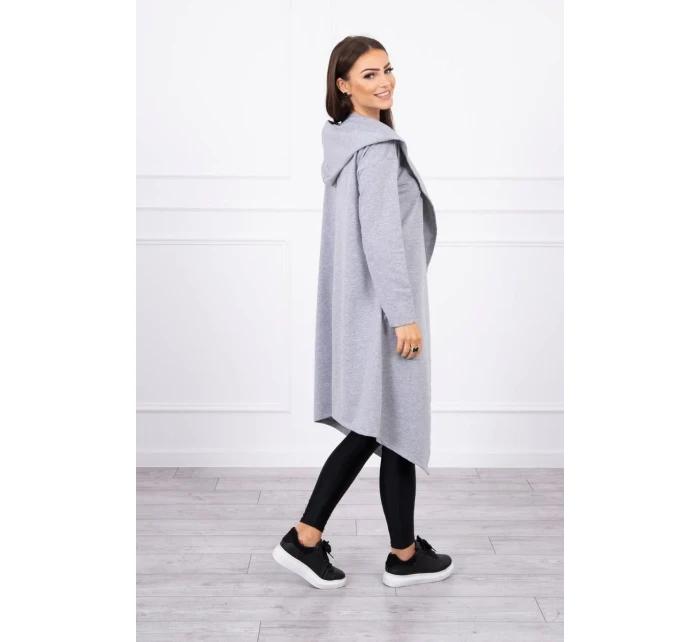 Dlhá pláštenka s kapucňou sivá