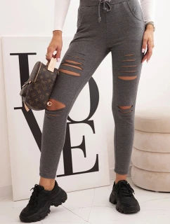 Dámske bavlnené nohavice s odevmi a elastickým pásom graphite