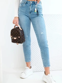 Dámské džíny mom fit s vysokým pasem a jemným model 21903541 modré - K-Fashion