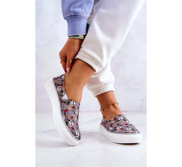 Damskie Tenisówki Slip On Memory Foam Big Star JJ276015 Szare