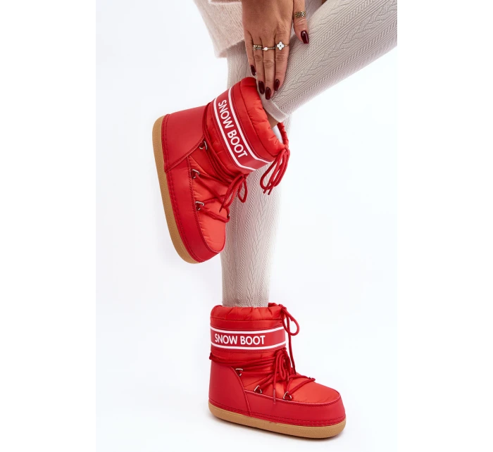 Damskie Wiązane Śniegowce Czerwone Soia