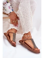 Plné Elegantní Dámské Sandály S  Hnědé model 21693526 - Artiker